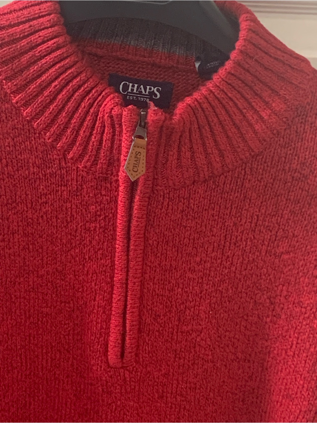 Xxl Chaps Men's Red Zip Mock Neck Sweater